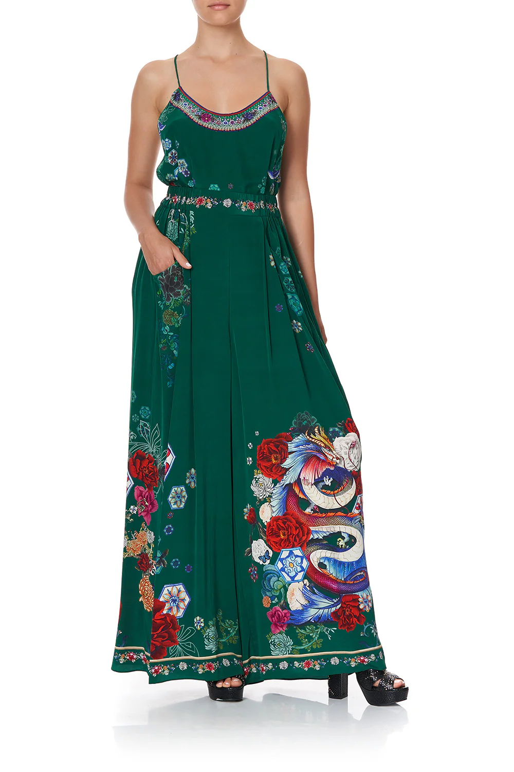 WIDE LEG PANT WITH GATHERED POCKETS EMERALD'S ORBIT - Image 6