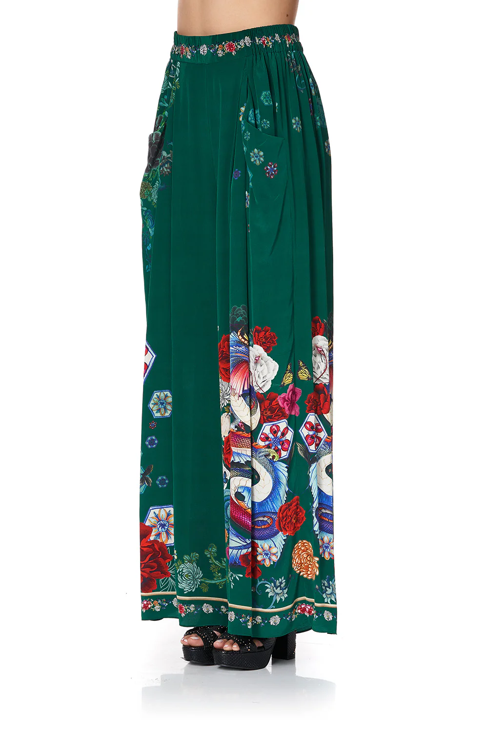 WIDE LEG PANT WITH GATHERED POCKETS EMERALD'S ORBIT - Image 8