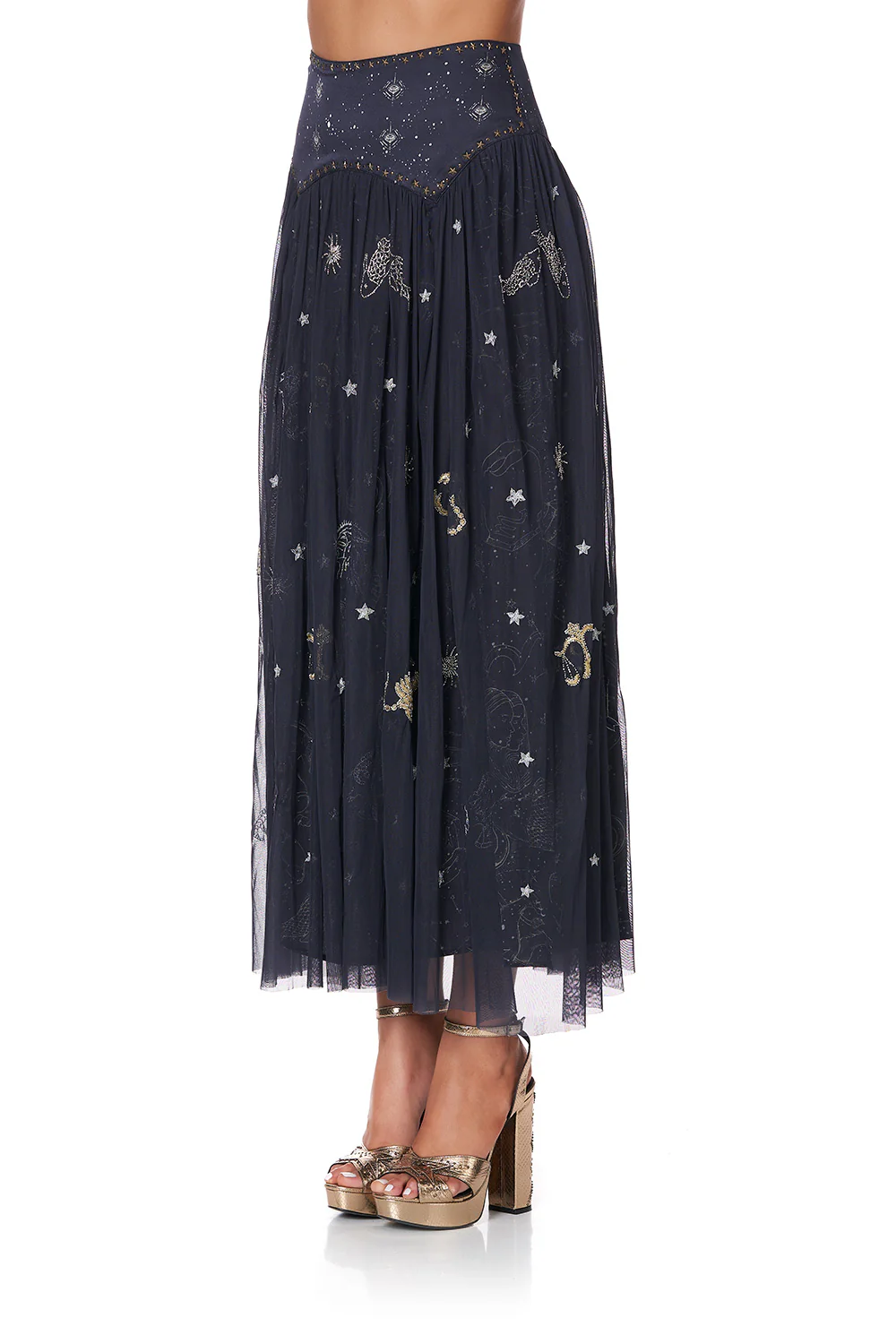 DOUBLE LAYER MAXI SKIRT WITH SHAPED YOKE ITS A SIGN - Image 4