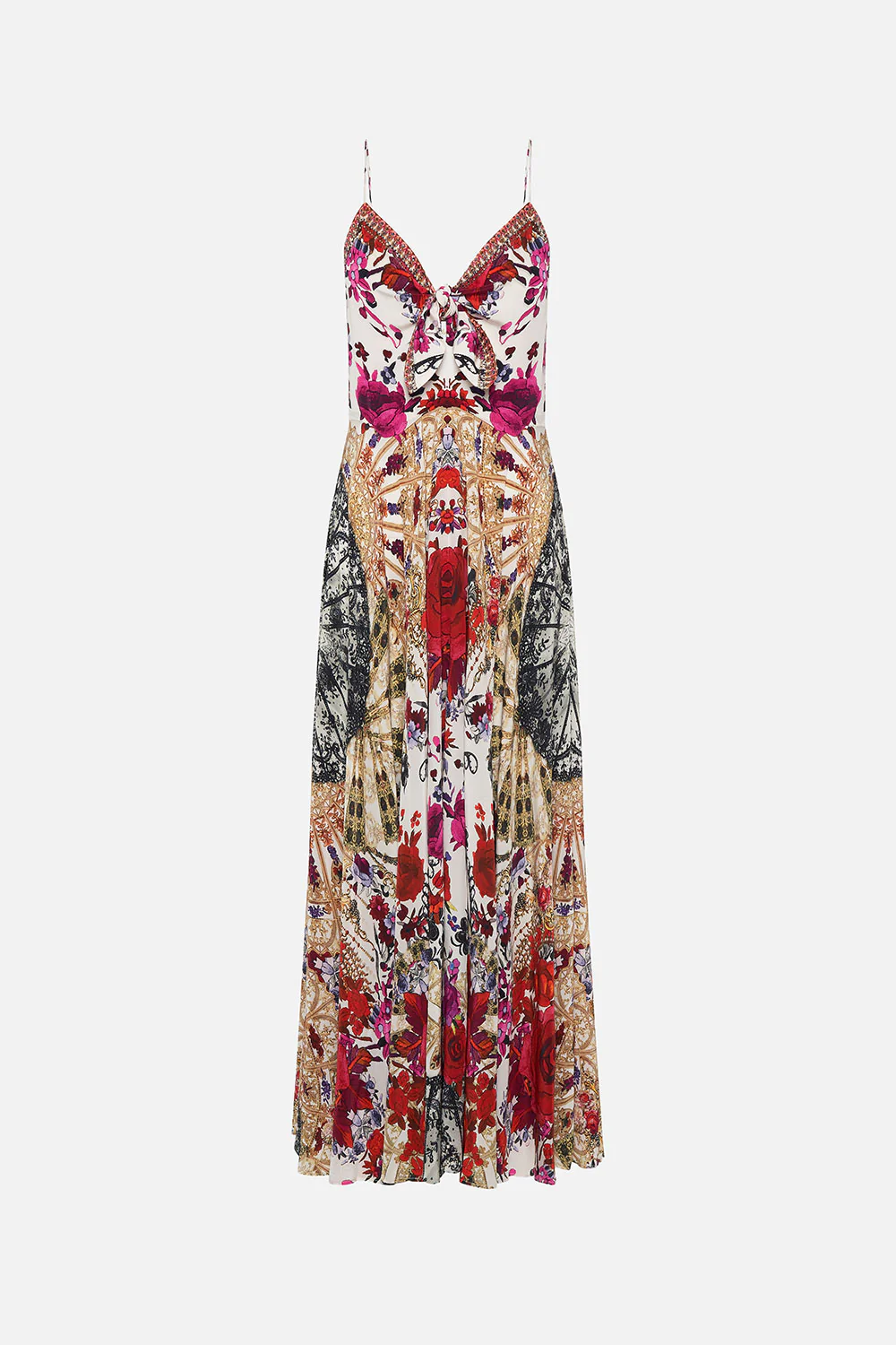 LONG DRESS WITH TIE FRONT REIGN OF ROSES - Image 3