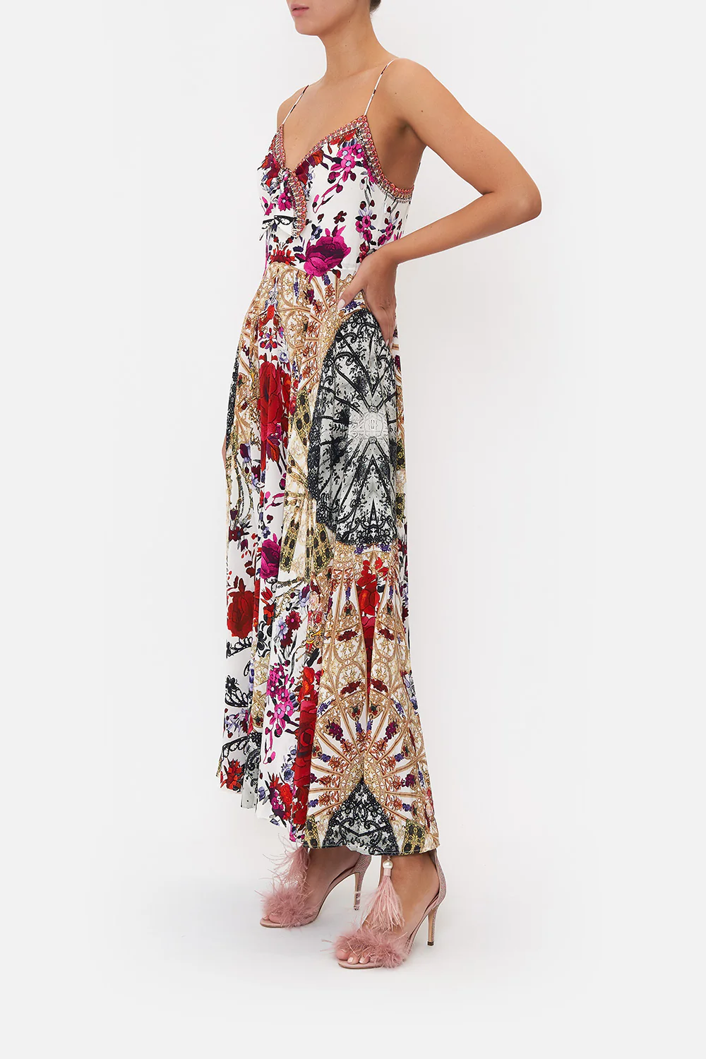 LONG DRESS WITH TIE FRONT REIGN OF ROSES - Image 4