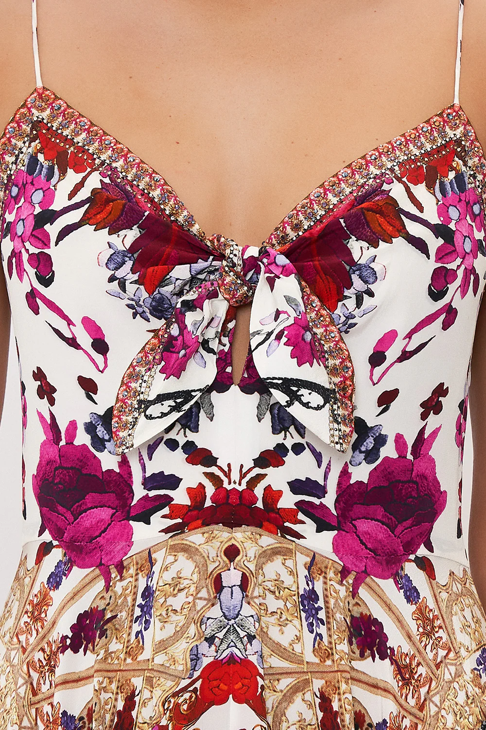 LONG DRESS WITH TIE FRONT REIGN OF ROSES - Image 6