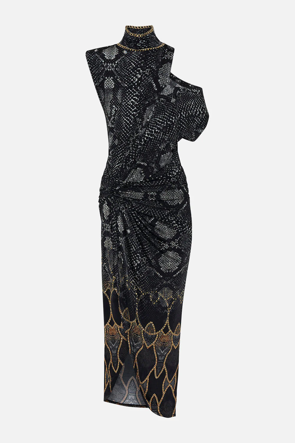 GATHERED COLUMN JERSEY DRESS WILD HORSES - Image 3