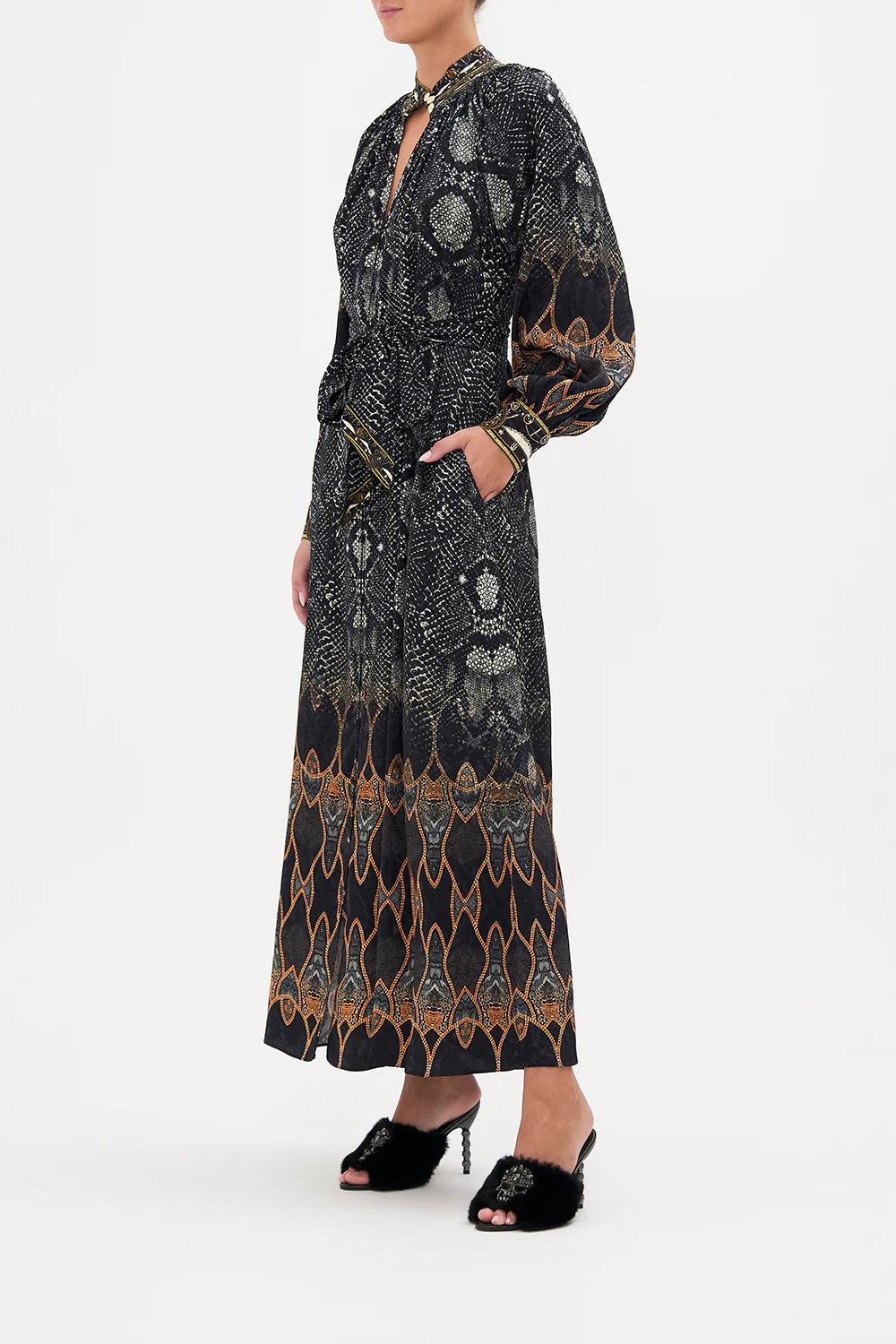 RAGLAN SLEEVE MIDI SHIRT DRESS WILD HORSES - Image 4