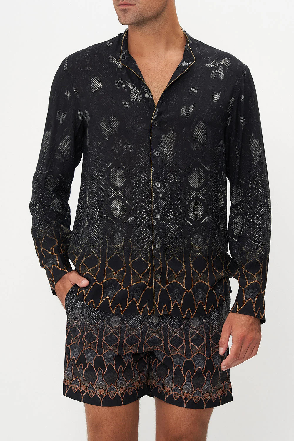 LONG SLEEVE MANDARIN COLLAR SHIRT WILD HORSES - Image 5