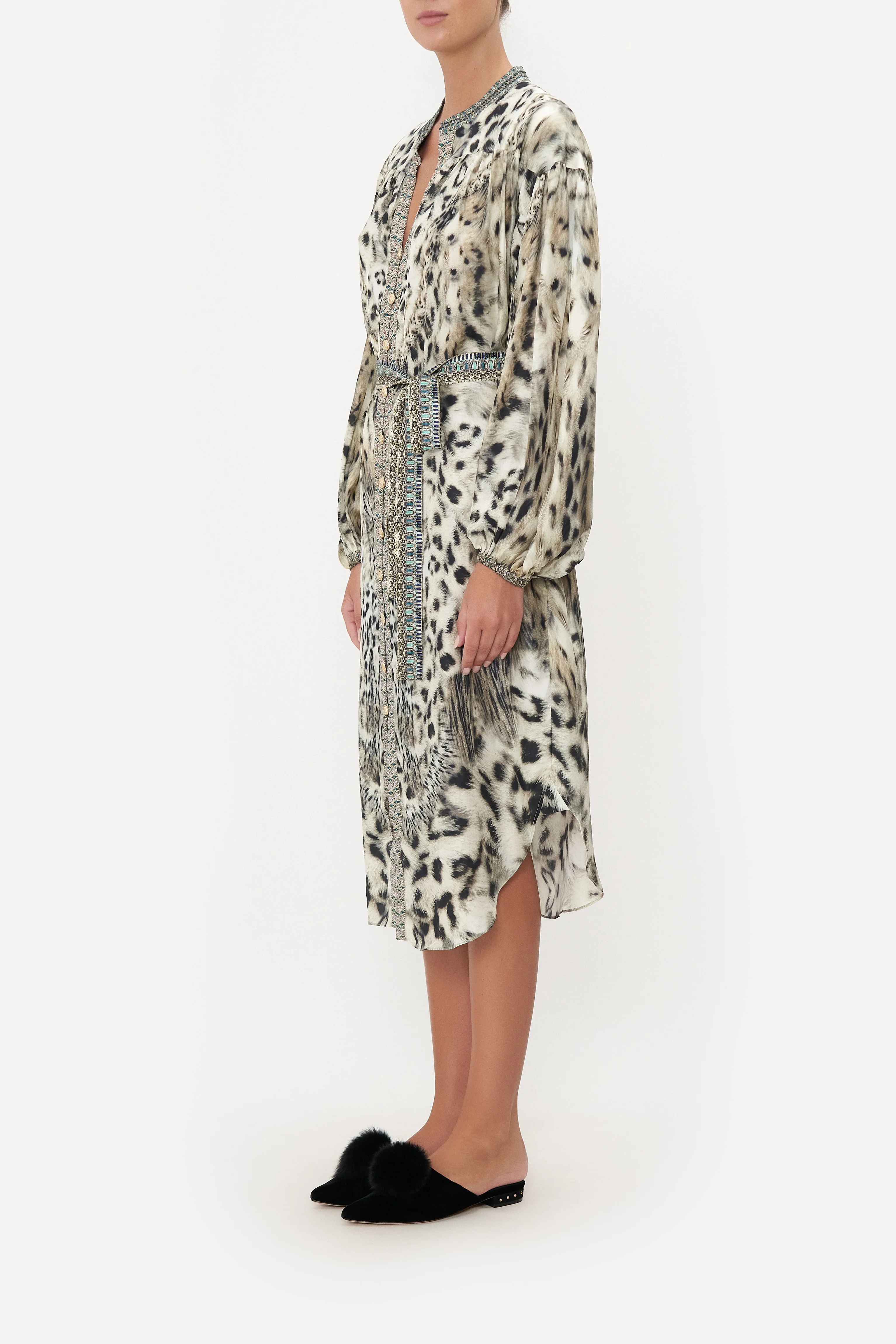 BLOUSON SLEEVE MIDI DRESS SNOW WHISPERS - Image 4