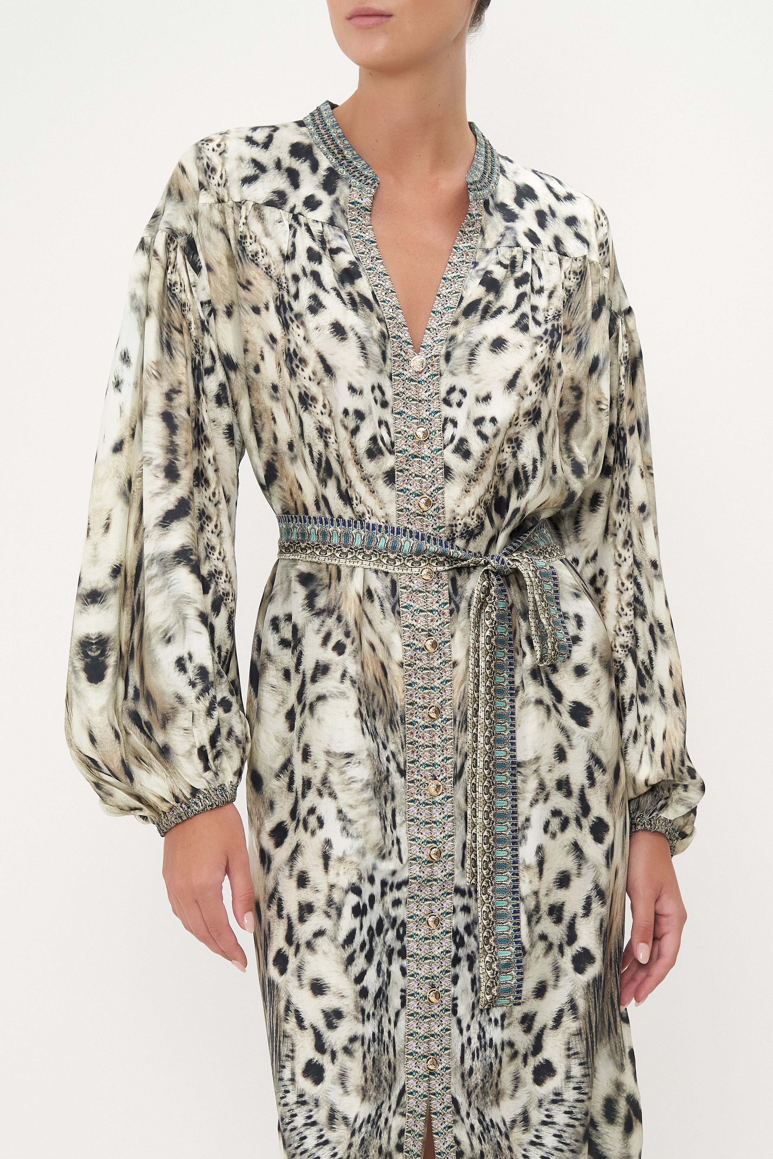 BLOUSON SLEEVE MIDI DRESS SNOW WHISPERS - Image 5