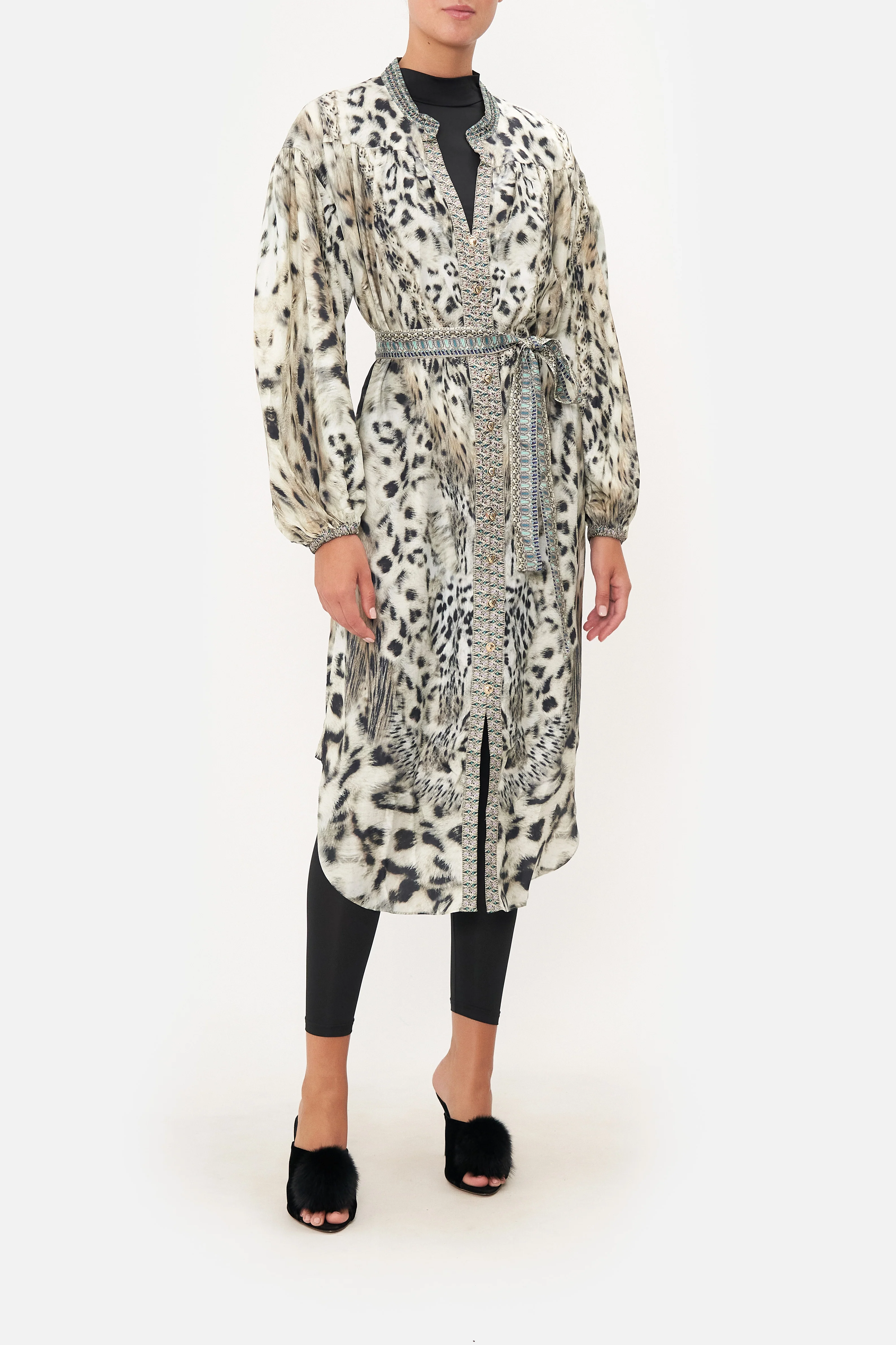 BLOUSON SLEEVE MIDI DRESS SNOW WHISPERS - Image 7