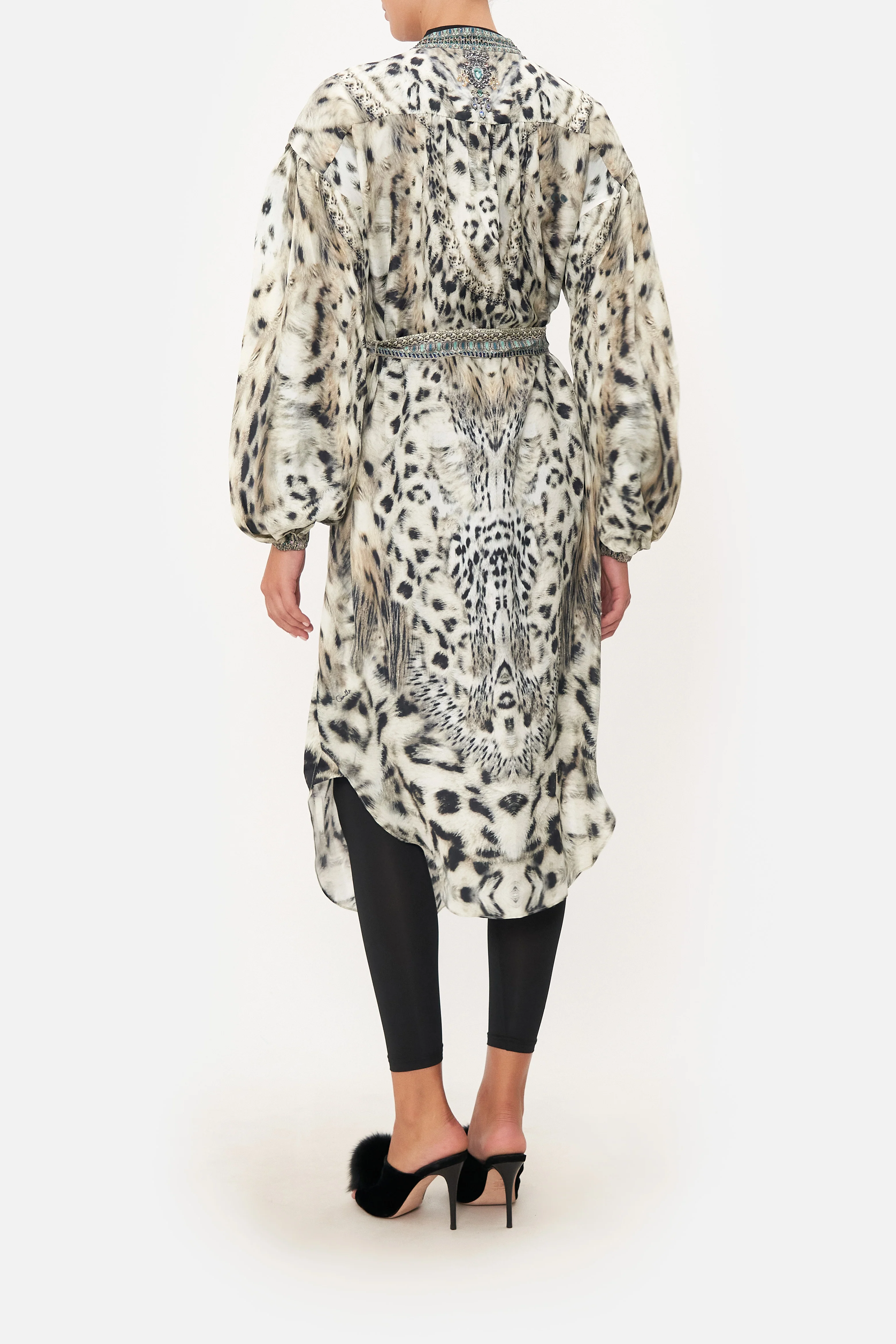 BLOUSON SLEEVE MIDI DRESS SNOW WHISPERS - Image 8