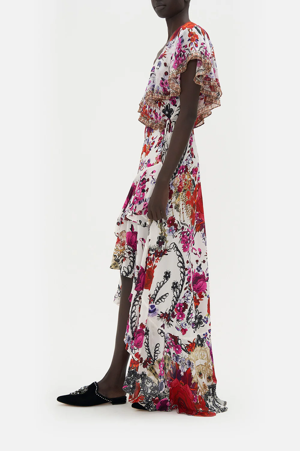 FRILL SLEEVE LONG DRESS REIGN OF ROSES - Image 4