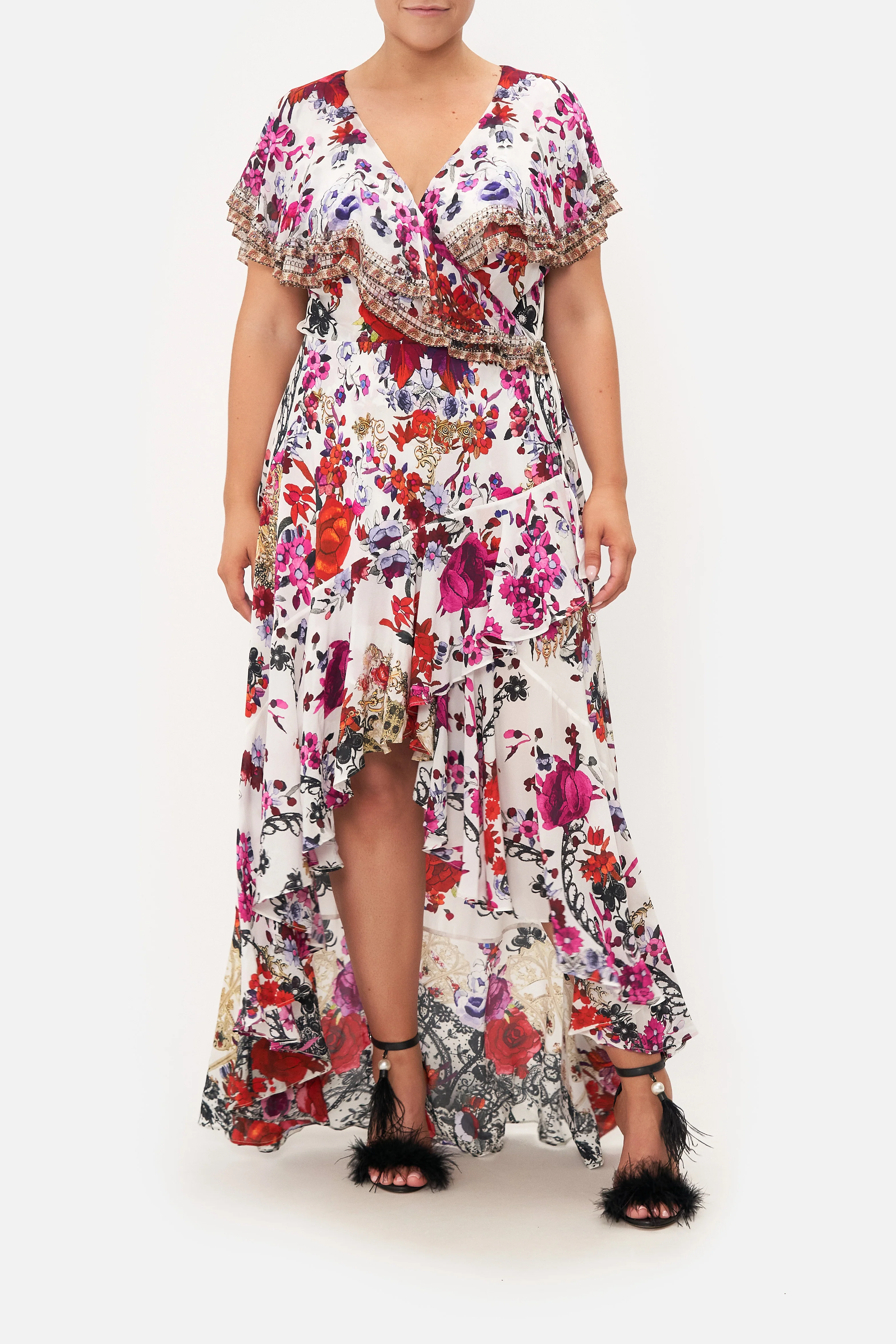 FRILL SLEEVE LONG DRESS REIGN OF ROSES - Image 7