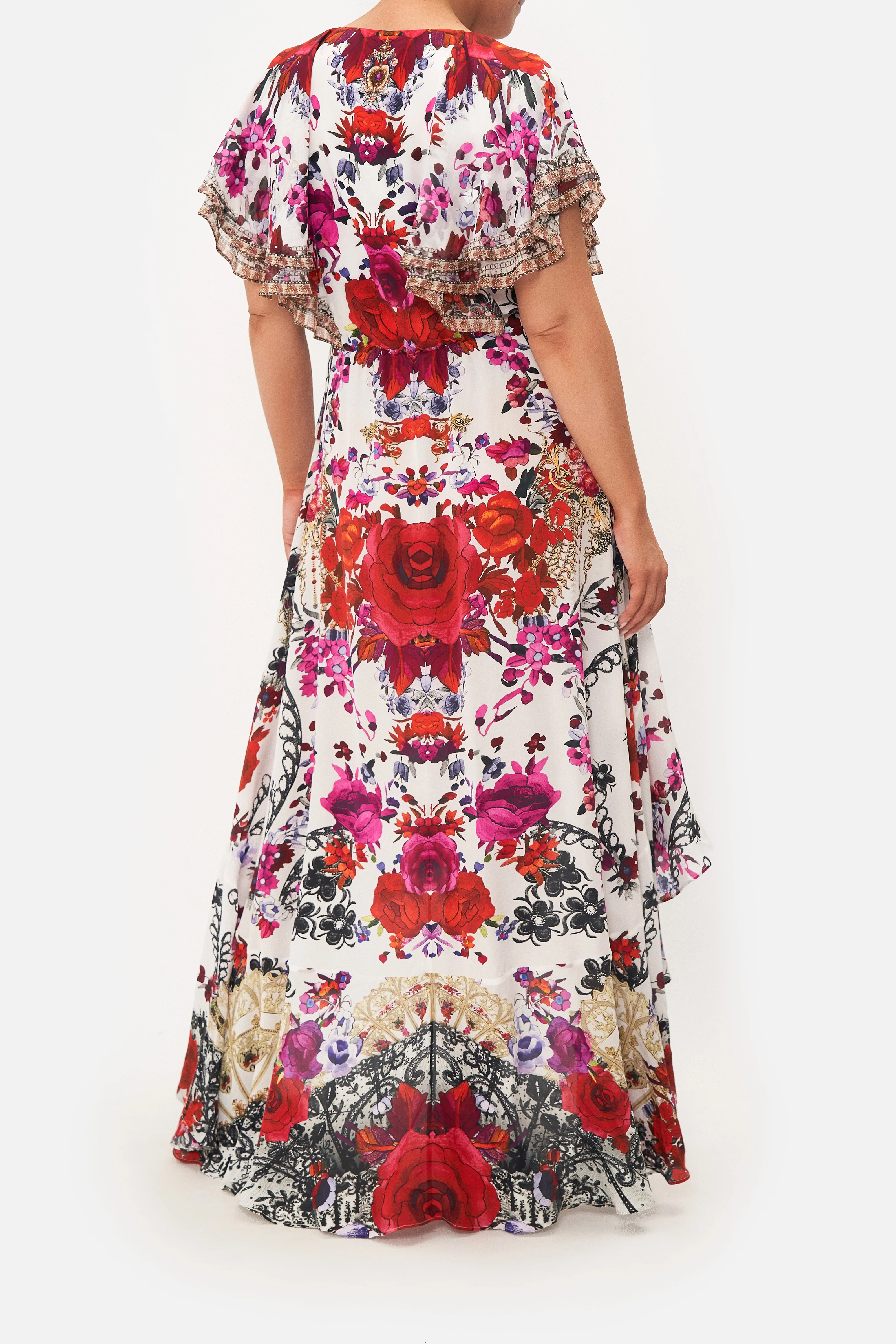FRILL SLEEVE LONG DRESS REIGN OF ROSES - Image 8