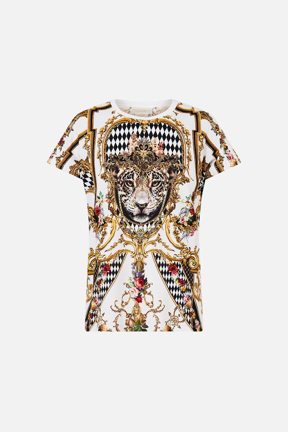 SLIM FIT ROUND NECK T-SHIRT - WHITE/GOLD ROCOCO GLOW - Image 3