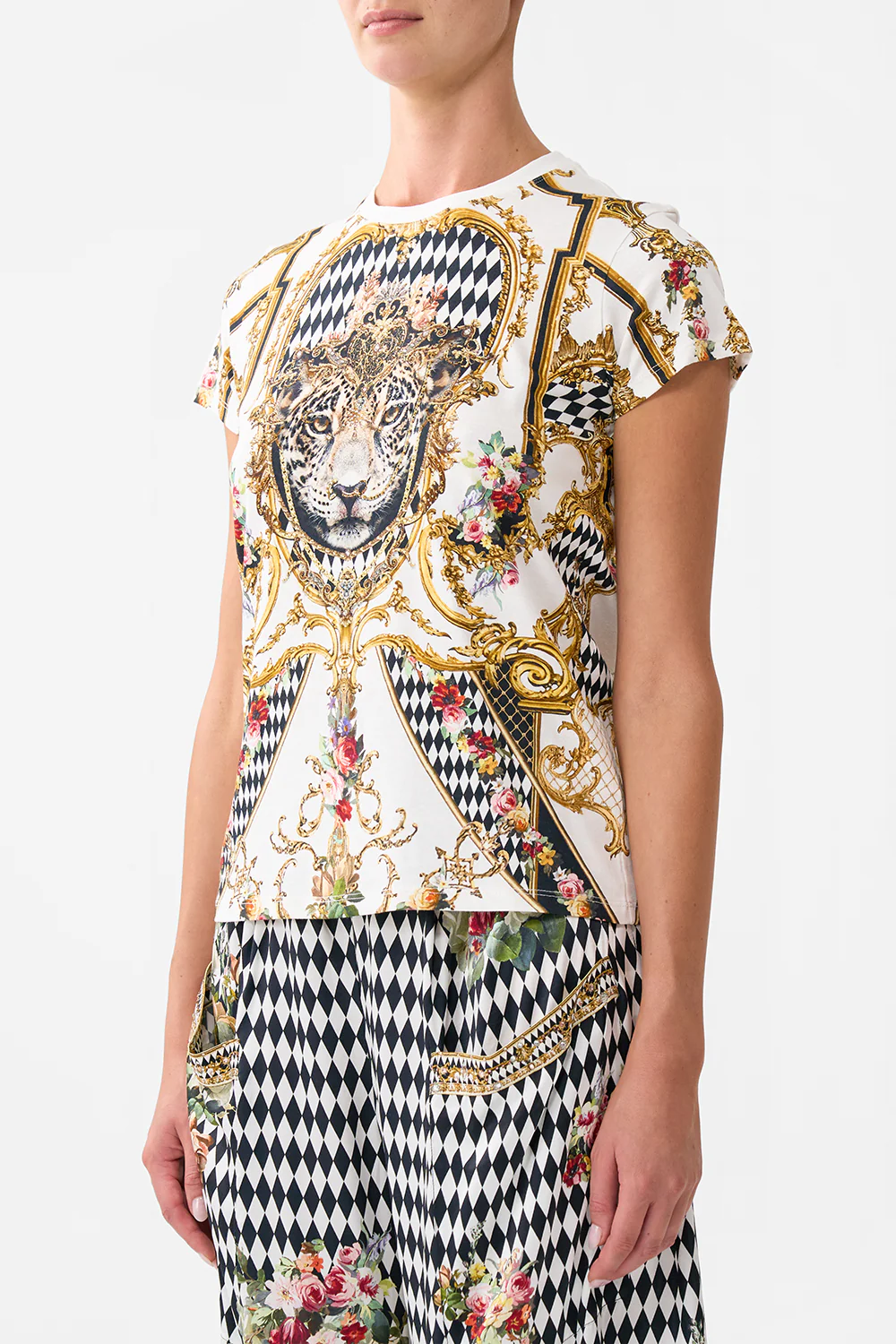 SLIM FIT ROUND NECK T-SHIRT - WHITE/GOLD ROCOCO GLOW - Image 5