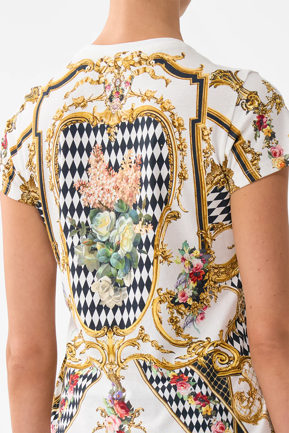 SLIM FIT ROUND NECK T-SHIRT - WHITE/GOLD ROCOCO GLOW - Image 6