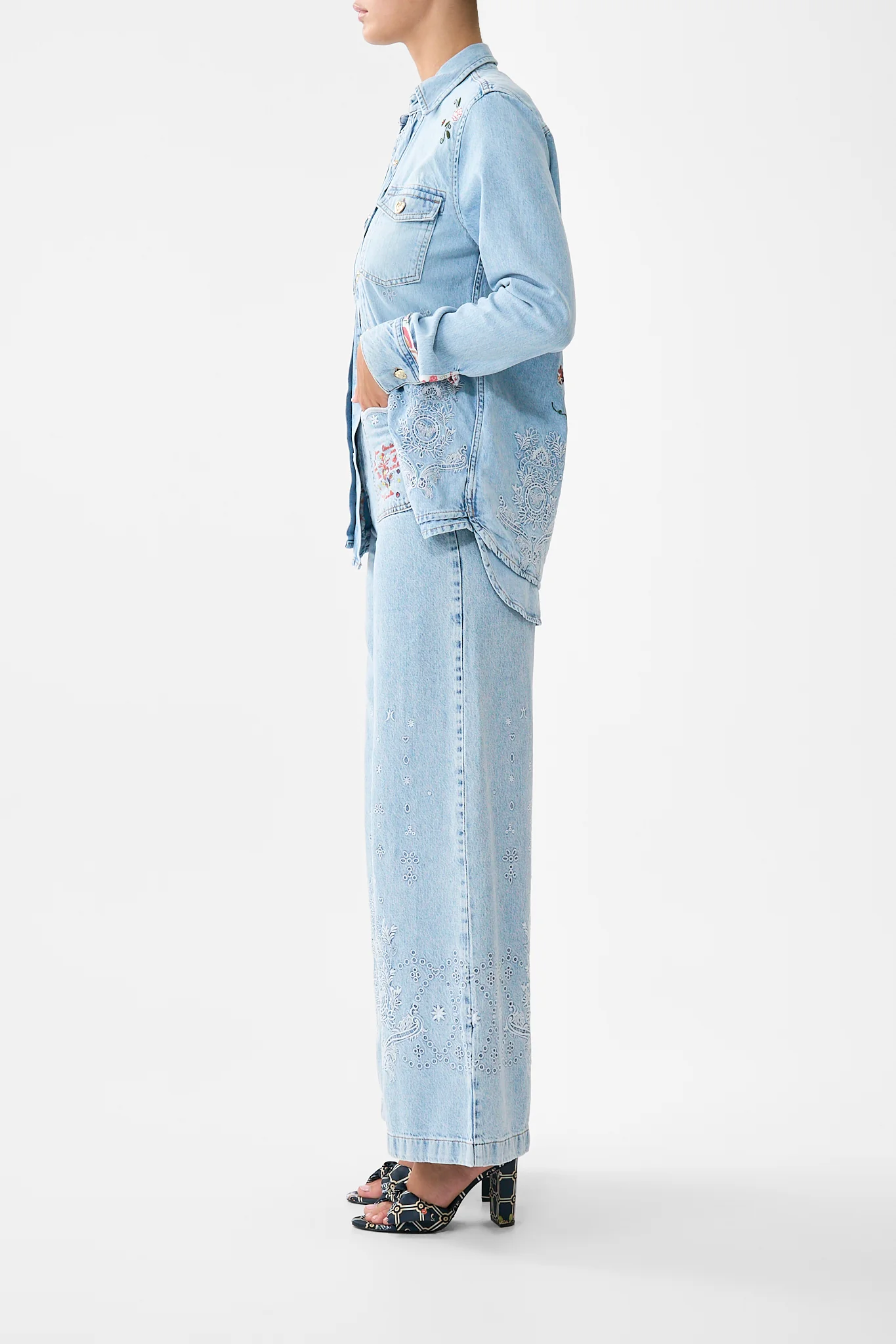 LUNA KITSCH STITCH HIGH RISE WIDE LEG JEAN DENIM - Image 4