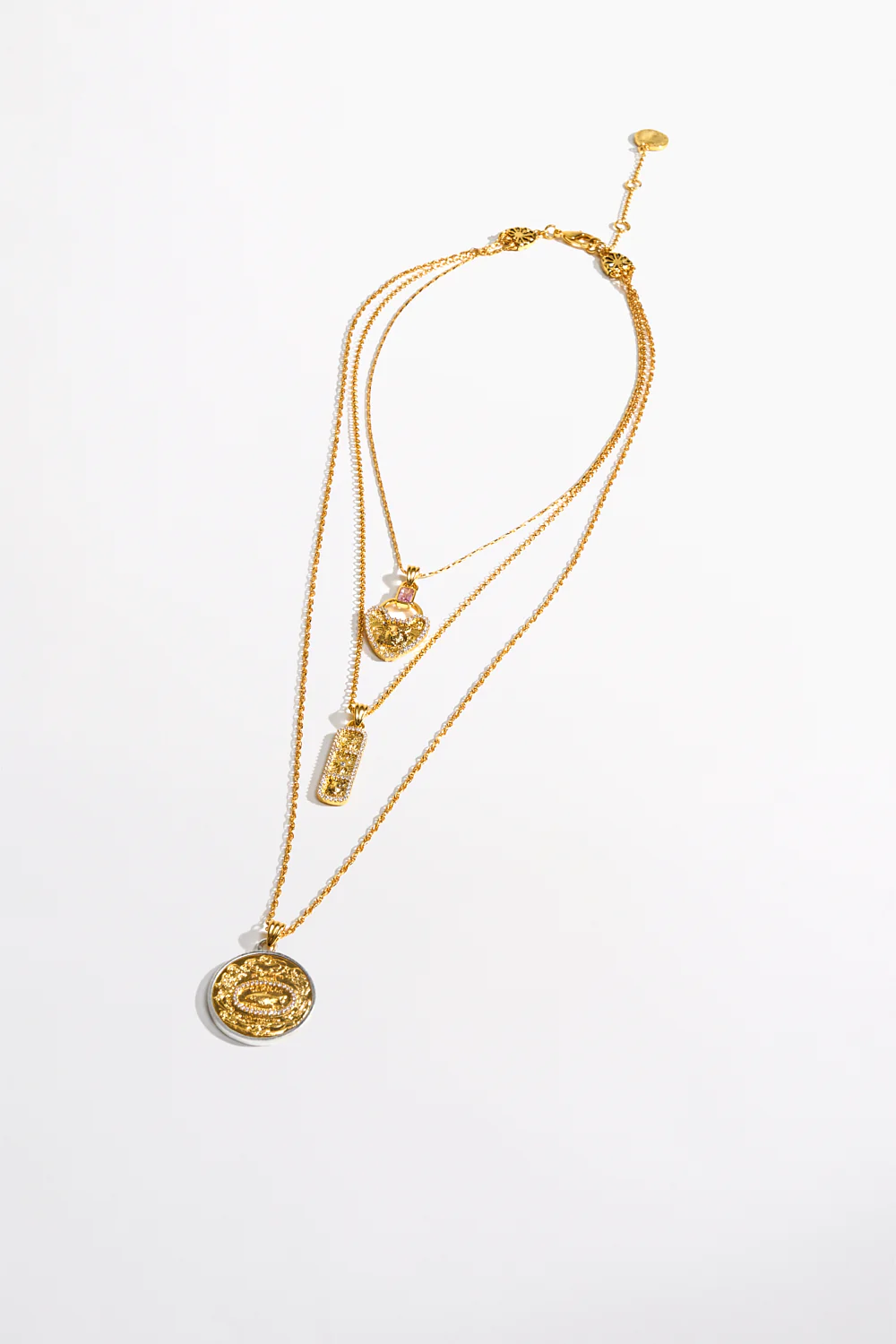 LOCKETS LOADED MULTI CHAIN NECKLACE GOLD - Image 3
