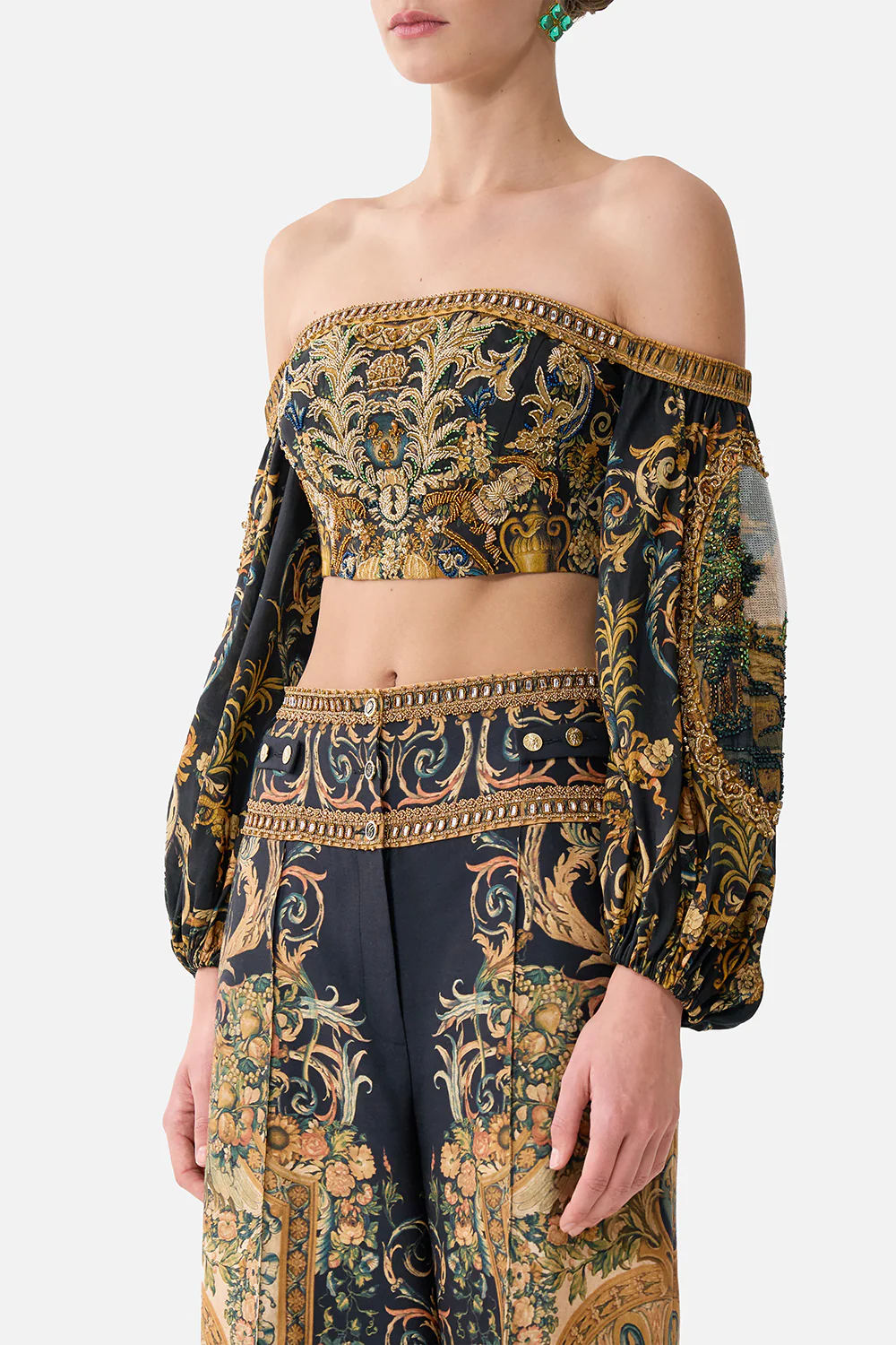 LONG SLEEVED CORSET CROP TOP MUSEUM MEMOIRS - Image 5