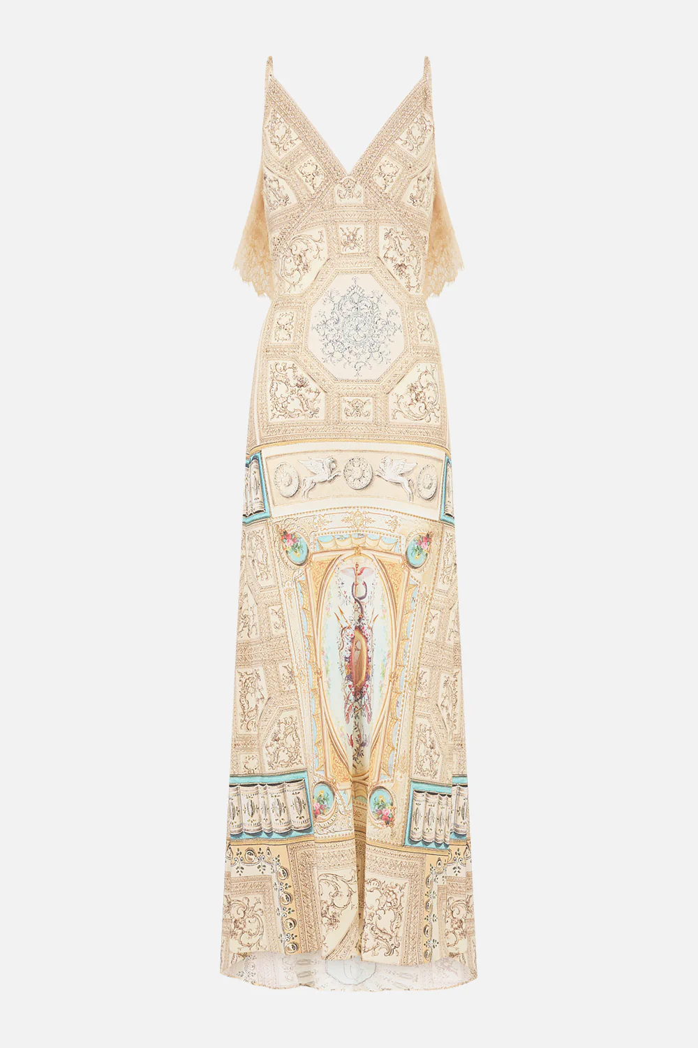 V NECK BIAS SLIP DRESS WITH BACK FRILL A BELOVED BOUDOIR - Image 3