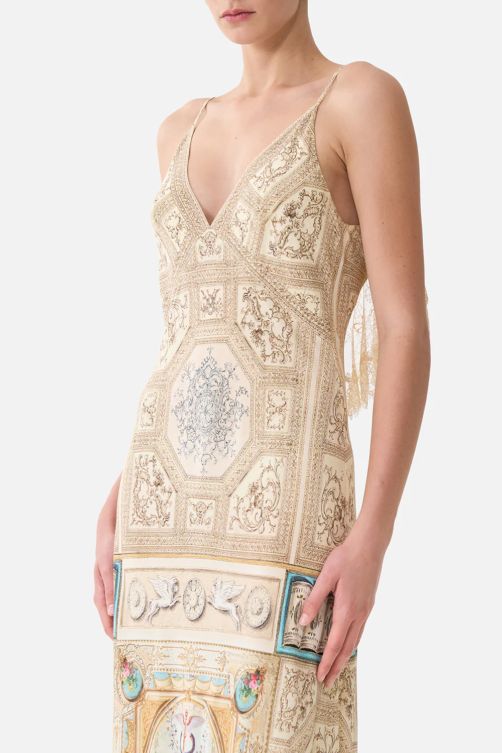 V NECK BIAS SLIP DRESS WITH BACK FRILL A BELOVED BOUDOIR - Image 5