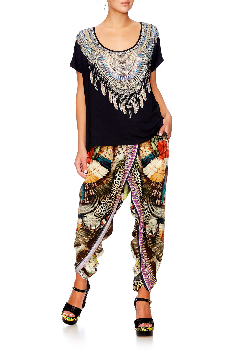 WIDE ROUND NECK T-SHIRT BLACK - Image 3