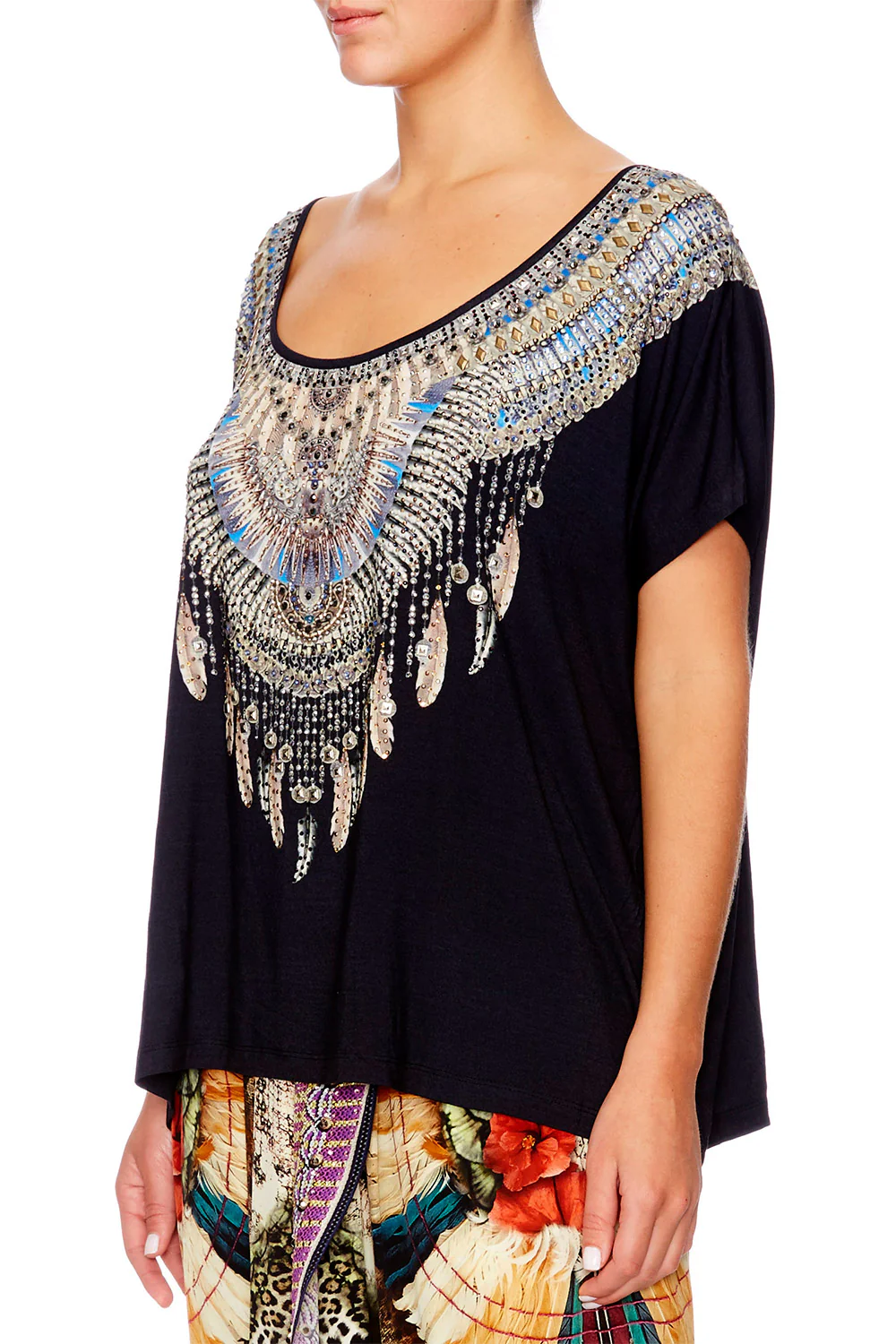 WIDE ROUND NECK T-SHIRT BLACK - Image 4