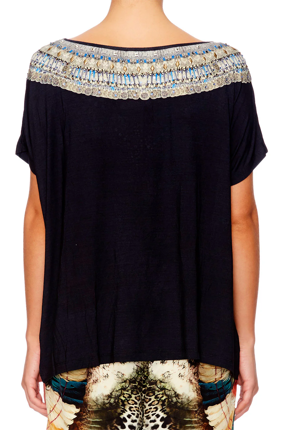 WIDE ROUND NECK T-SHIRT BLACK - Image 5